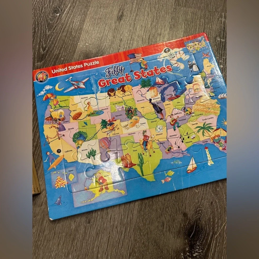 Set of 2 bundle of Melissa and Doug farm and United States puzzle